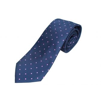 Corbata seda marino lunares rosa