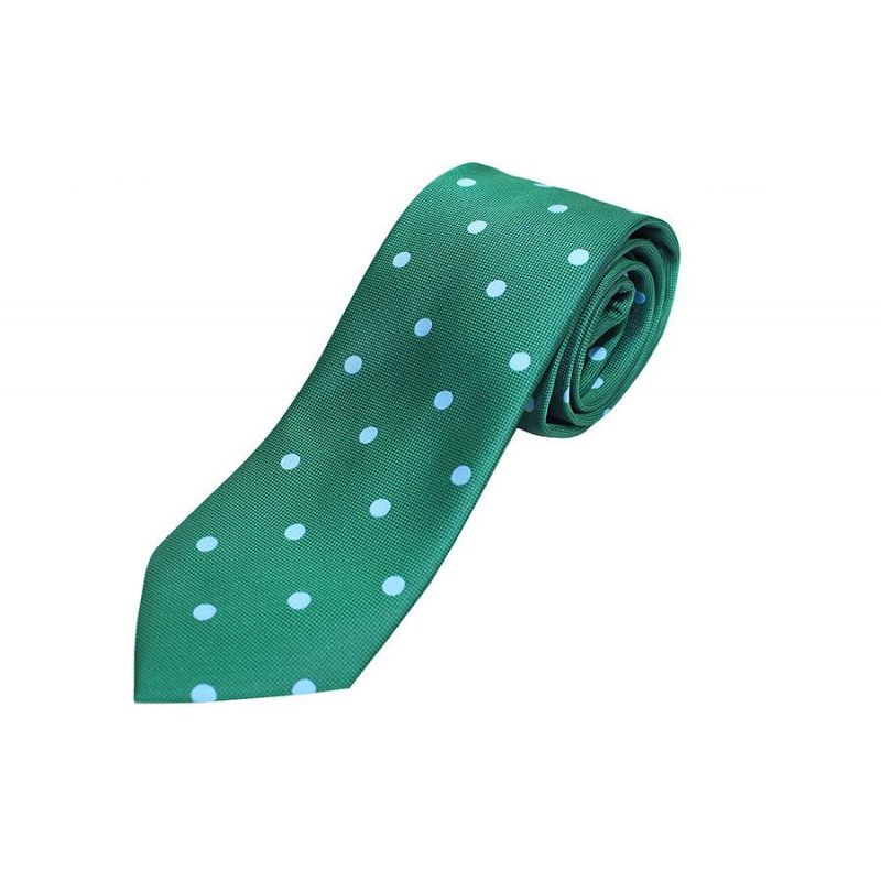 Corbata seda verde lunares celeste Corbata seda verde lunares celeste