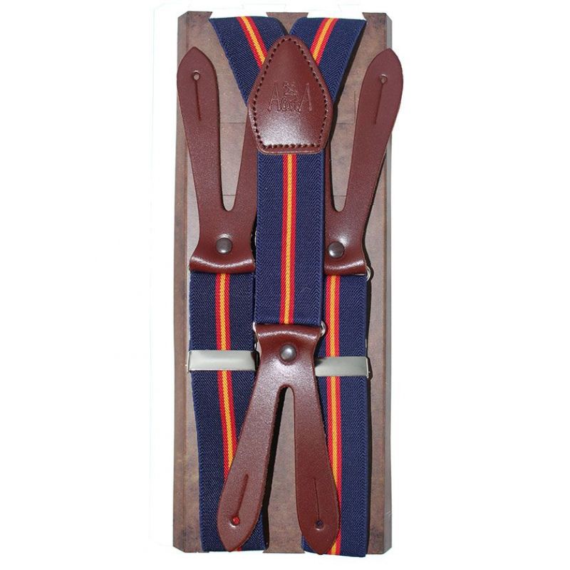 Tirantes elástico azul adorno bandera España Suspensórios elásticos azuis com enfeite da bandeira da Espanha de 30 mm