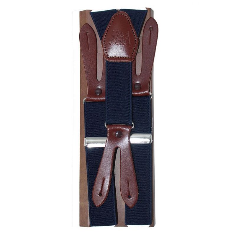 Tirantes elástico liso azul Suspensórios infantis elásticos lisos azuis de 25 mm