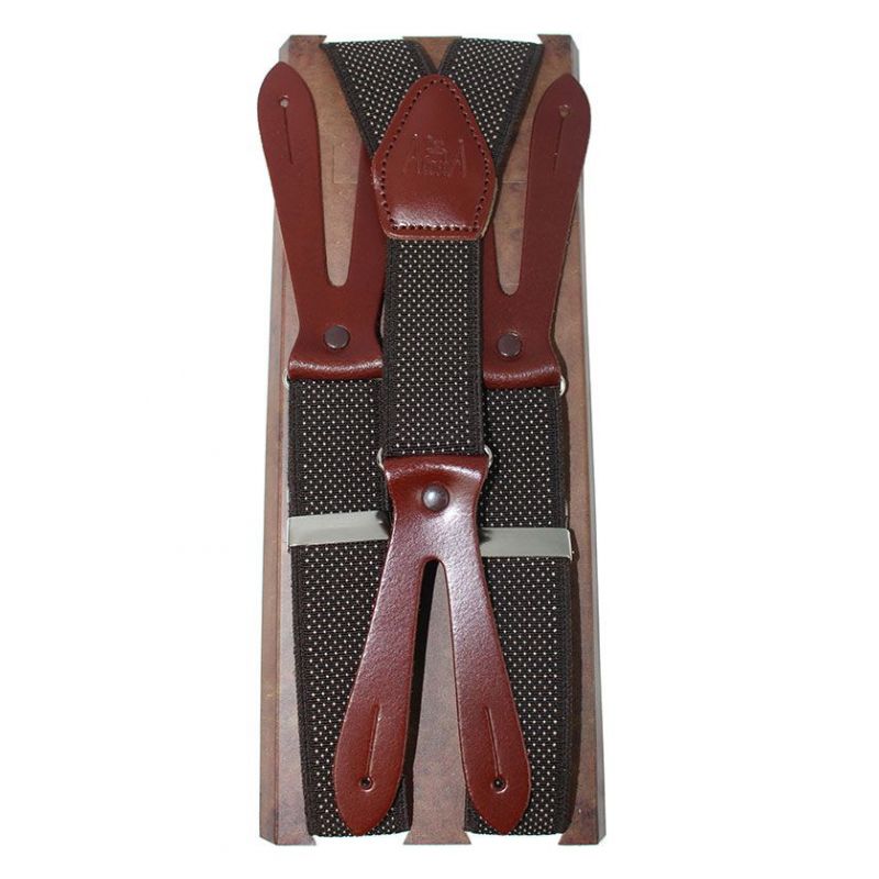 Tirantes elástico marrón con puntos Bretelles élastiques à points marron 30 mm