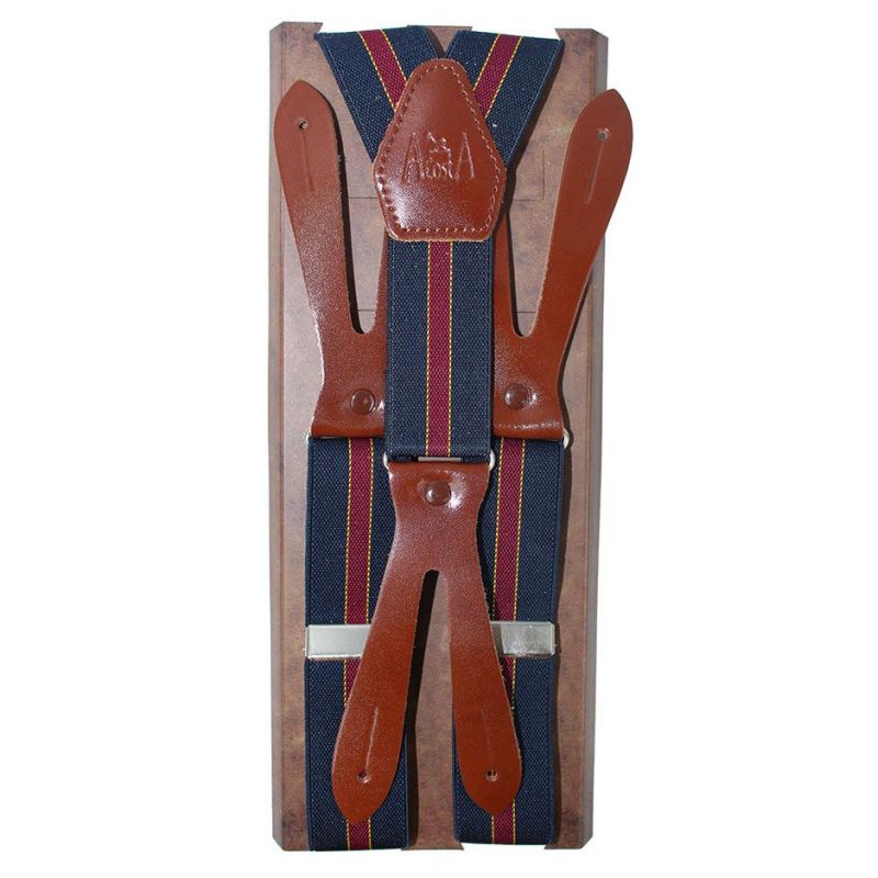 Tirantes elástico combinado azul y burdeos Bretelles élastiques combinées bleu-bordeaux 30 mm