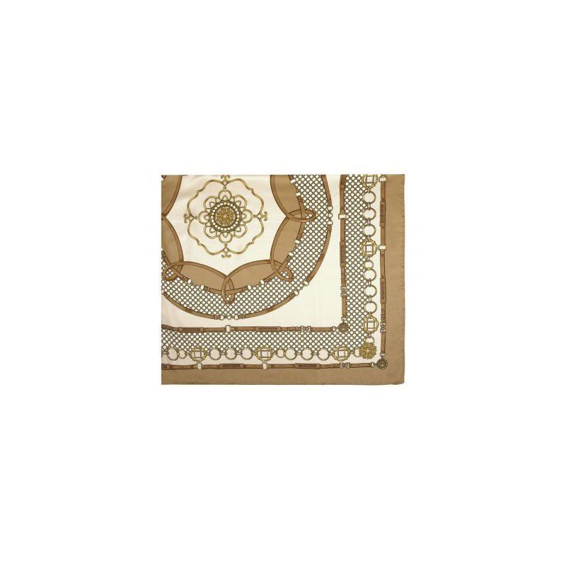 Pañuelo beige con adornos de cadenas Lenço com estampa de correntes bege