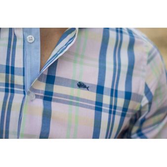 Chemise Pescatore rose à rayures bleues
