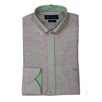 Green / pink striped shirt
