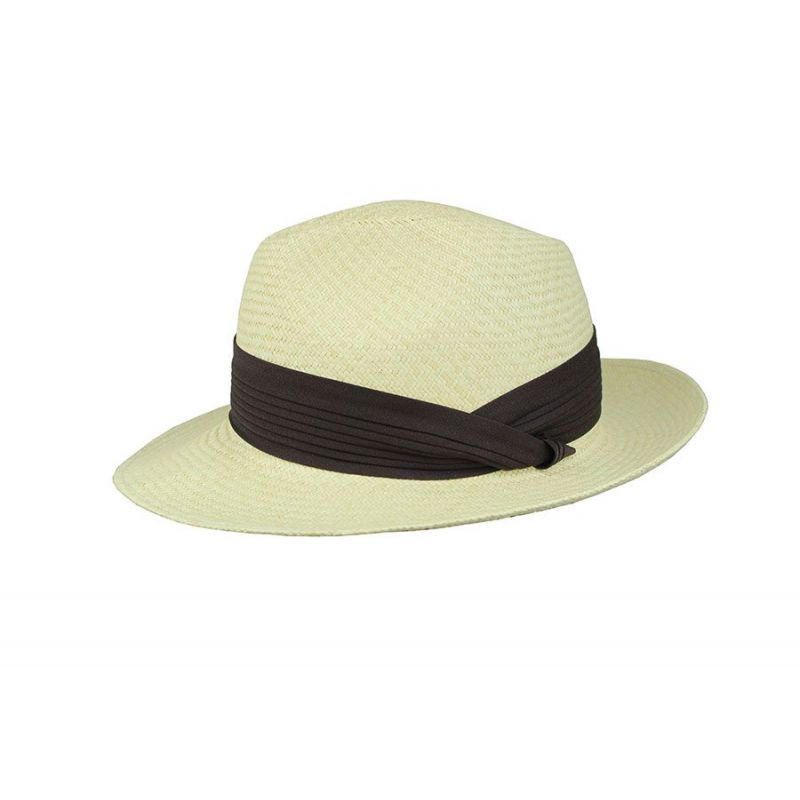 Hat in natural colour with brown safari ribbon