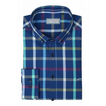 Checked shirt with blue...