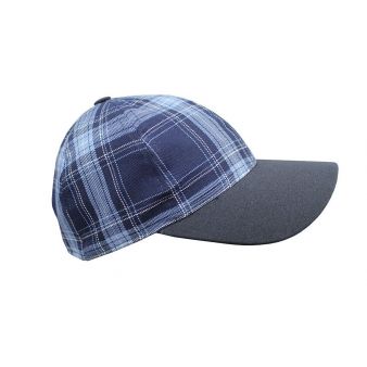 Blue checked baseball cap