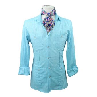 Camisa cubana turquesa