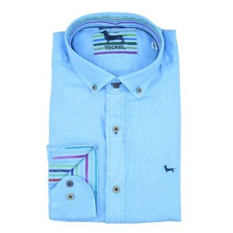 Camisa cuello botón azulina