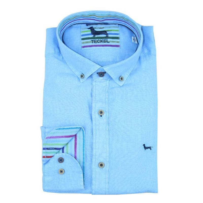 Camisa cuello botón azulina Camisa cuello botón azulina