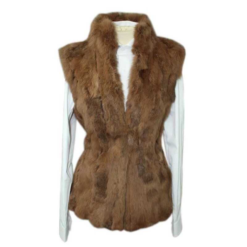 Chaleco sin mangas pelo de conejo camel Chaleco sin mangas pelo de conejo camel