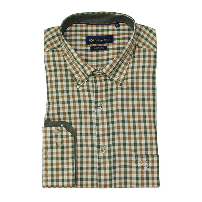 Camisa cuadros verde y camel Camisa cuadros verde y camel