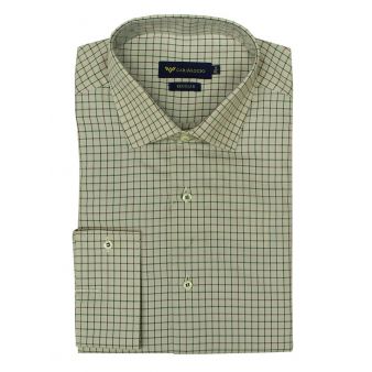 Camisa beig cuadros verde