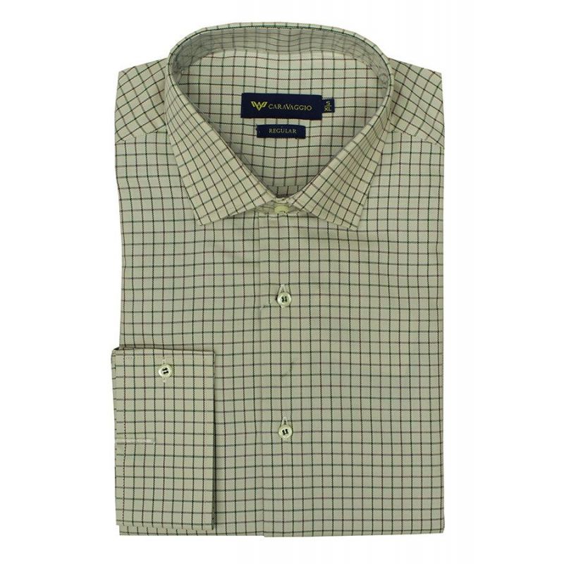 Camisa beig cuadros verde Camisa beig cuadros verde