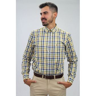 Camisa cuadros amarillo y verde