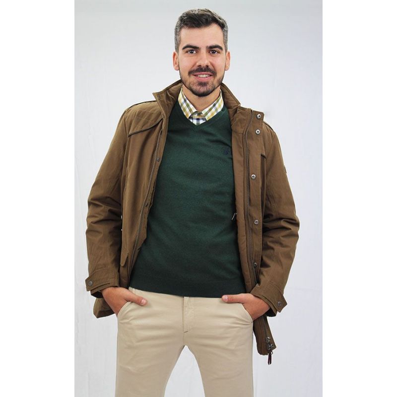 Jersey cuello pico verde botella Jersey cuello pico verde botella