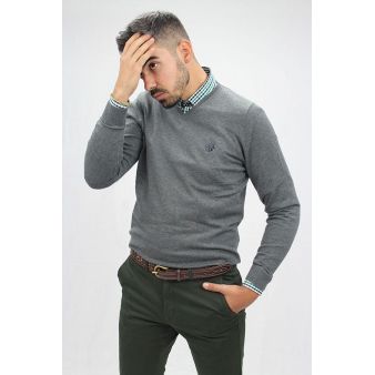 Jersey cuello pico gris marengo