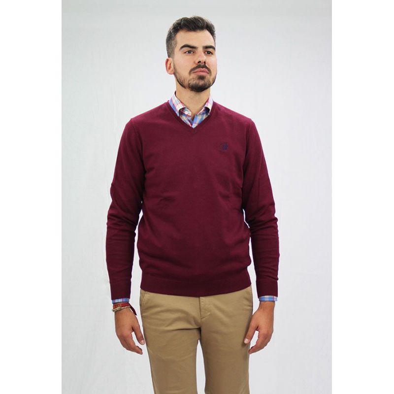 Jersey cuello pico burdeos Jersey cuello pico burdeos