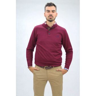 Jersey botón burdeos