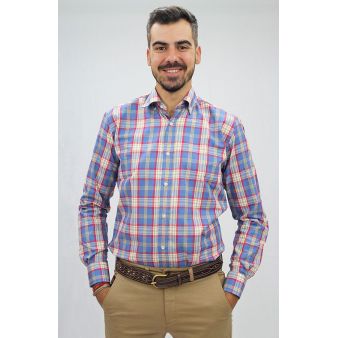 Camisa cuadros azul y rojo
