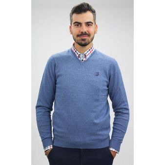 Jersey cuello pico índigo