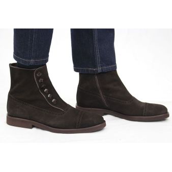 Bota corta botones ante marrón