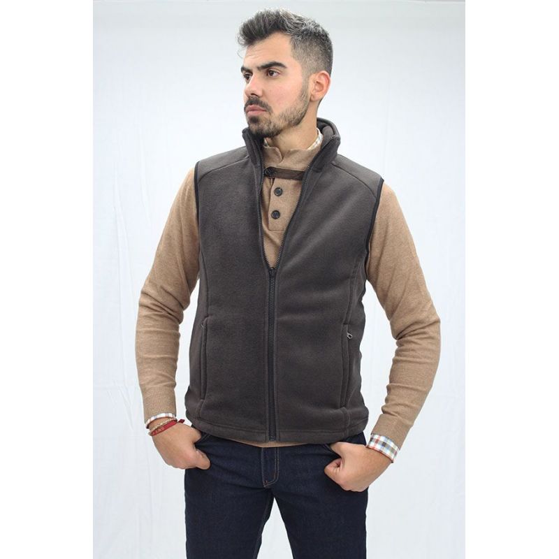 Brown sleeveless fleece Aigle brand waistcoat