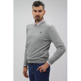 Jersey cuello pico burdeos