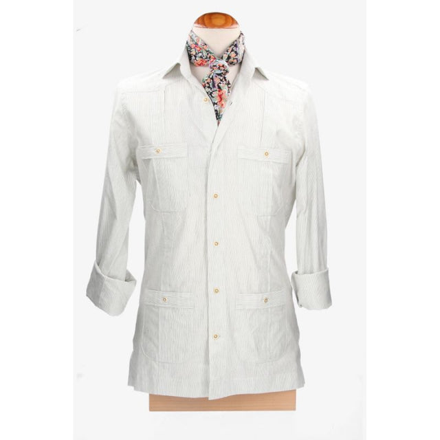 Camisa Cubana Rayas Verdes