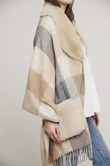 Poncho Apollo Cuadros Beige