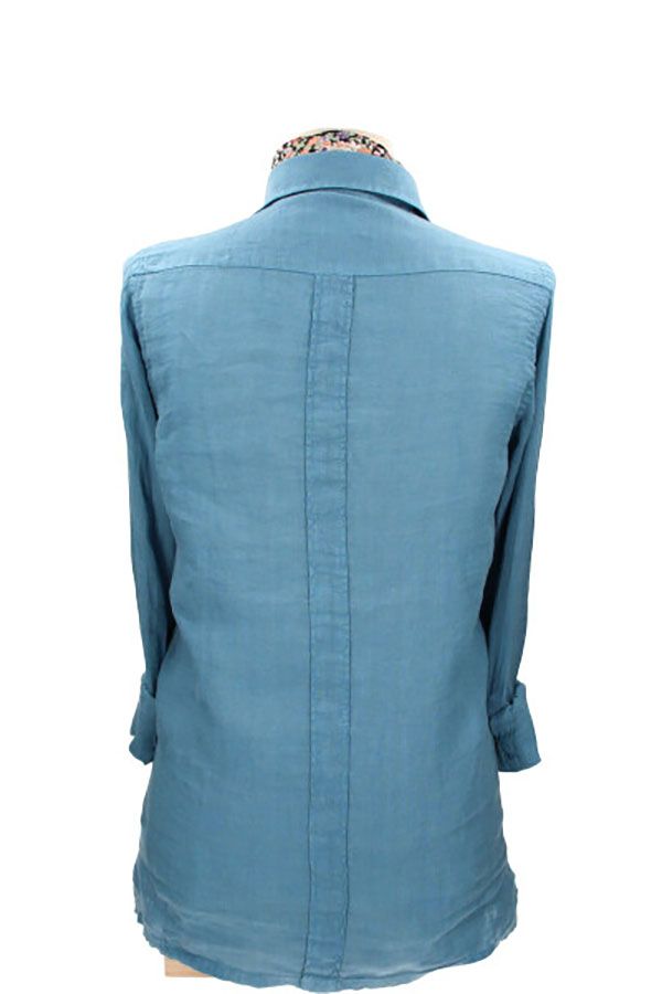 Camisa Cubana Lino Índigo
