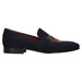 Embroidered Sun and Lion Navy Moccasin