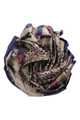 Blue Scarf with Ornaments and Animal Print