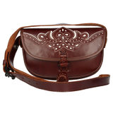 Rociero Leather Bag White Thread with Strap Valverde del Camino