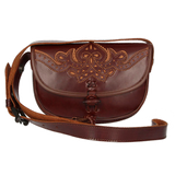 Rociero Leather Bag Yellow Thread with Strap Valverde del Camino