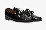 Mocasín con Lazo Negro Suela de Cuero