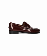 Burgundy Moccasin with Mask and Leather Sole