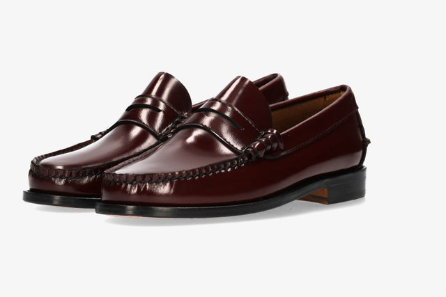 Burgundy Moccasin with Mask and Leather Sole