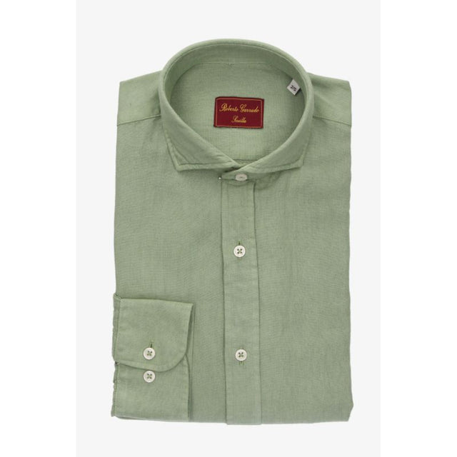 Light Green Plain Shirt with Dress Collar