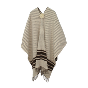 PONCHO CRUDO CON RAYAS MARRONES