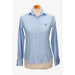 Camisa mujer popelín celeste con bordado amazonas marino