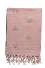 Bufanda Reversible con Estampado de Abejas Rosa/Gris