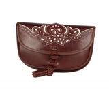Bolso rociero tabaco adorno cairel hilo blanco Valverde del Camino