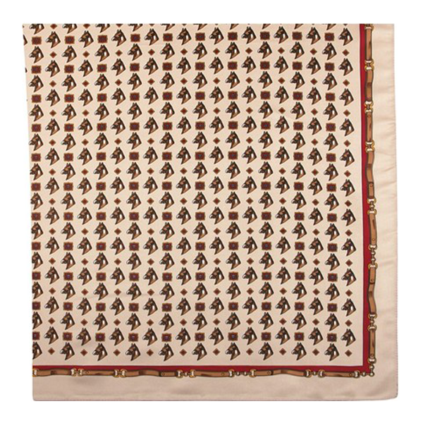 Écharpe beige à imprimé cheval