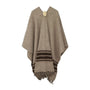 PONCHO TAUPE CON RAYAS MARRON
