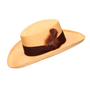 SOMBRERO GAMBLER CAMEL TIRA ANCHA MARRÓN CON PLUMA