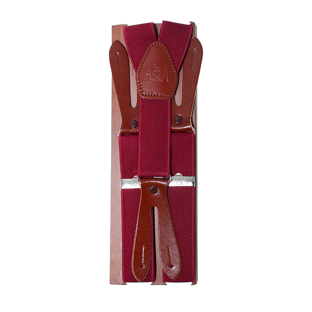 Plain elastic burgundy children's suspenders 25 mm