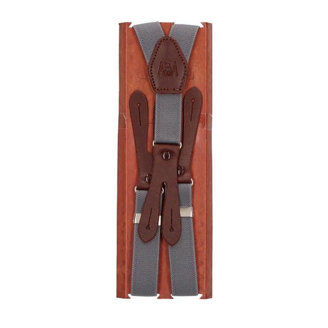 Plain grey elastic suspenders 20 mm