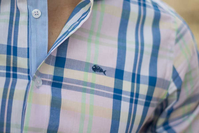 Camisa Pescatore Rosa Líneas Azules